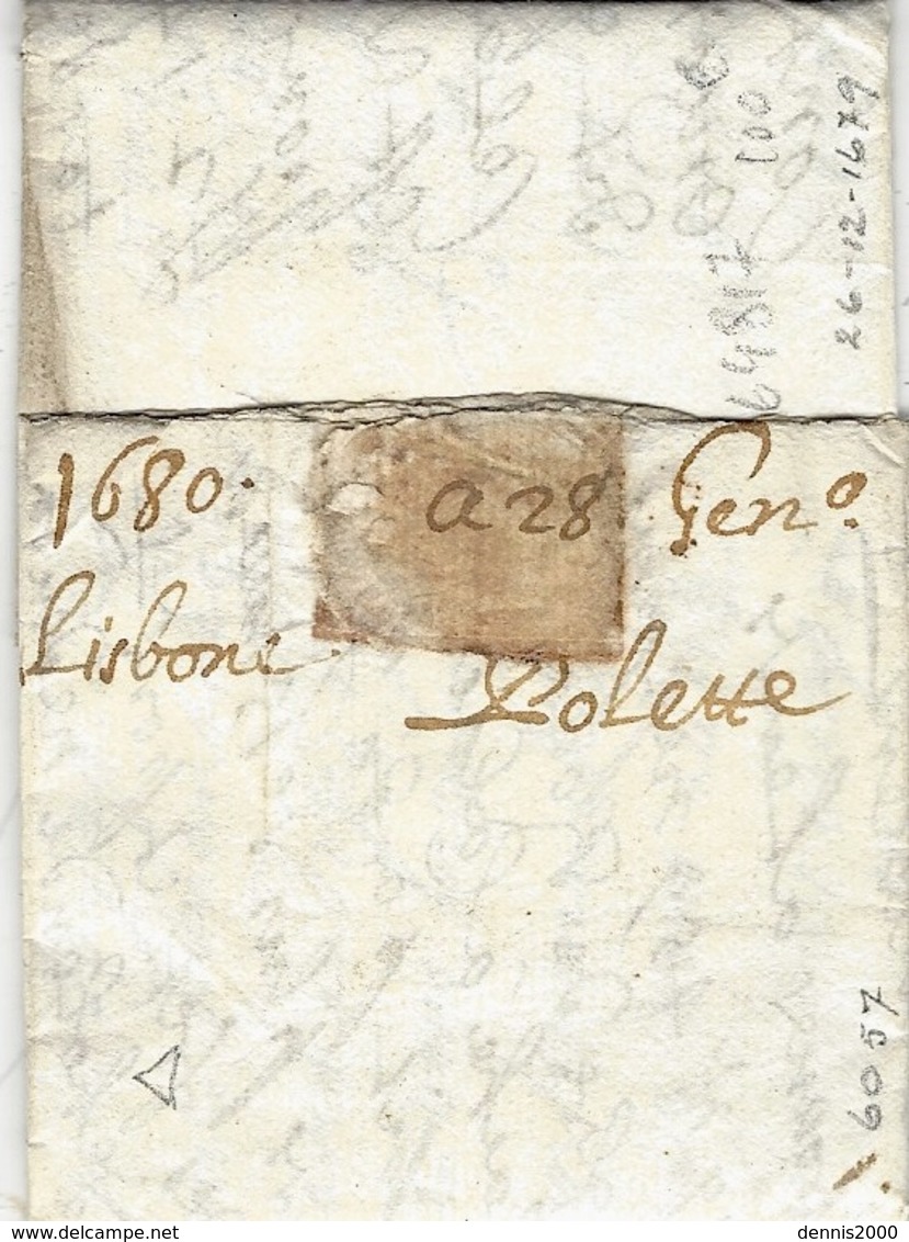 1679- Letter From Lisboa To Lille ( North Of France  - Rating 10 Patars - ...-1853 Prephilately