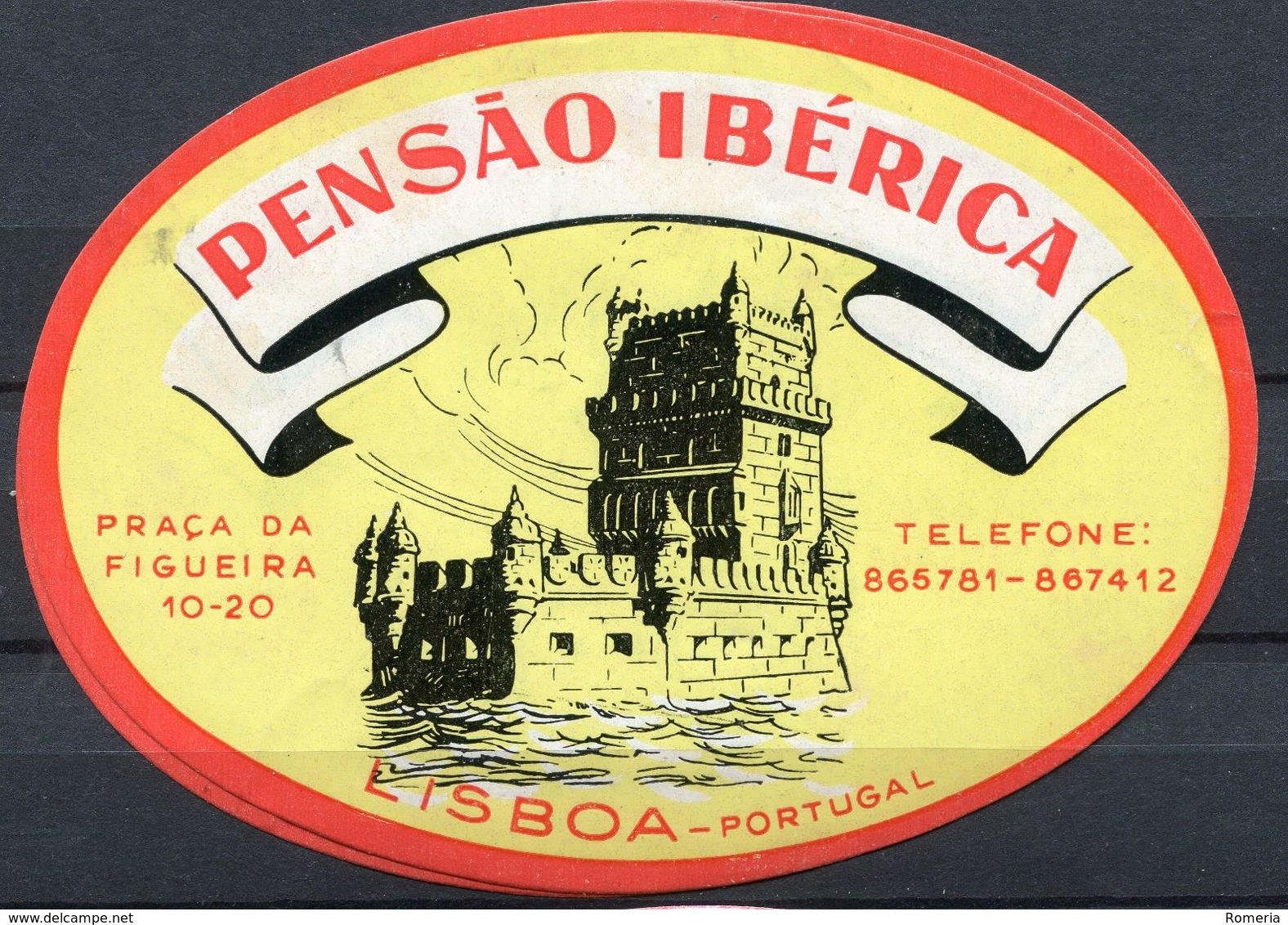 1857 - Portugal - Lisbonne - Etiquette Hôtel Pensáo Ibérico - - Etiquettes D'hotels