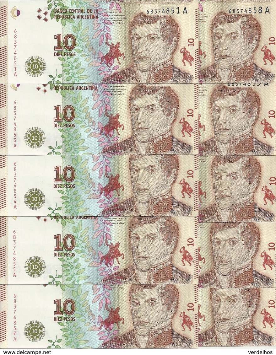 ARGENTINE 10 PESOS ND2017 UNC P 360 ( 10 Billets ) - Argentine