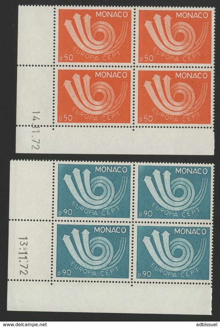 MONACO N° 917 + 918 Cote 56 € 2 Blocs De 4 Neufs ** (MNH) Avec Coin Daté Du 13/11/72 Et Du 14/11/72 "Europa" - Unused Stamps