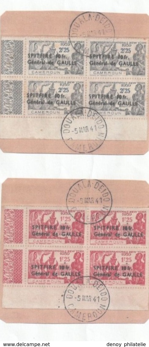 CAMEROUN 1940 YT 245/246 - SPITFIRE - GENERAL DE GAULLE - Oblitération Lisible1941 - Usati