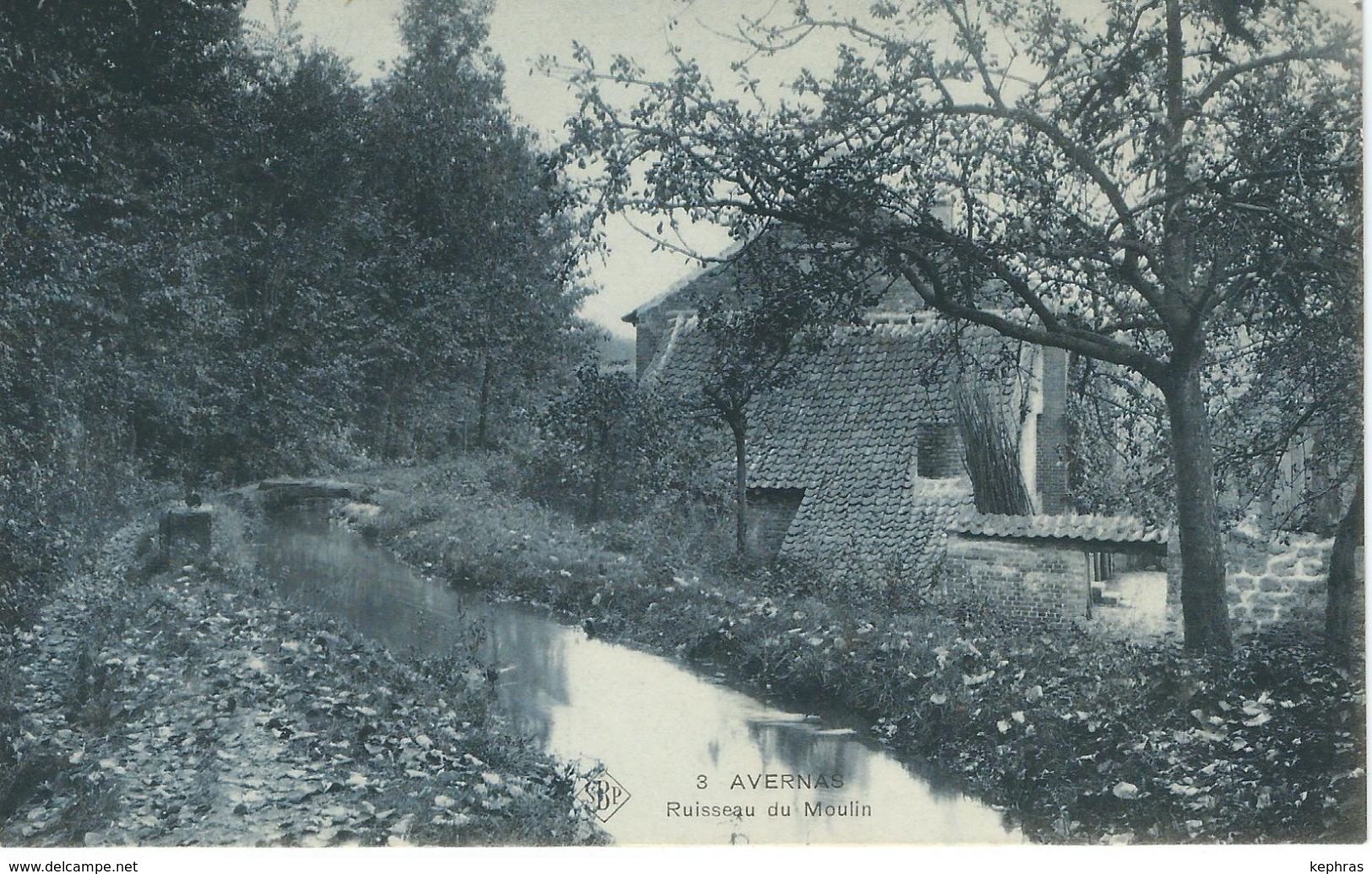 3 AVERNAS : Ruisseau Du Moulin - RARE CPA - Cachet De La Poste 1910 - Hannuit