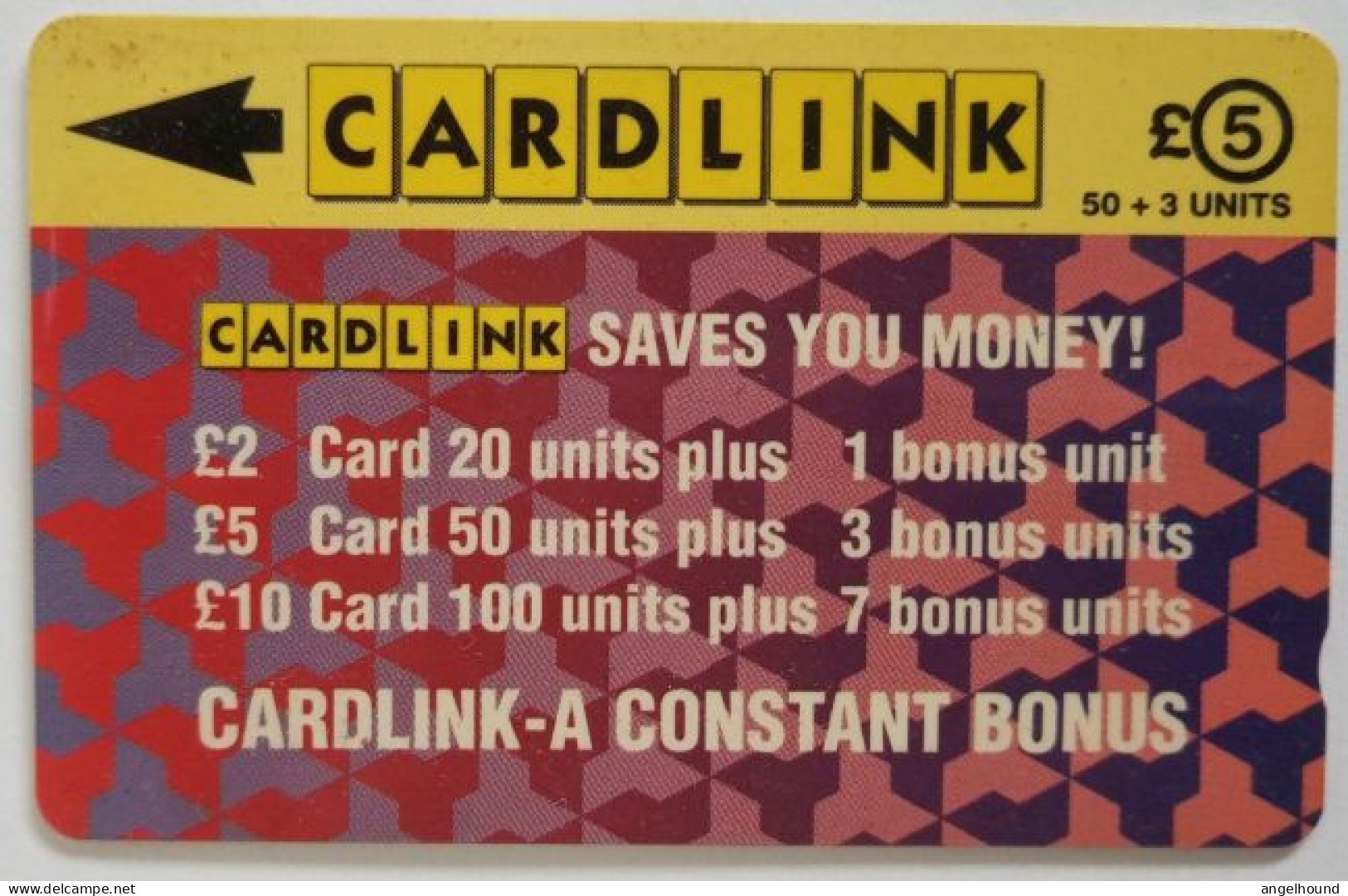 UK Cardlink 2CLKB  £5 2CKLB - Jigsaw Design ( Red / Purple ) - Eurostar, Cardlink & Railcall