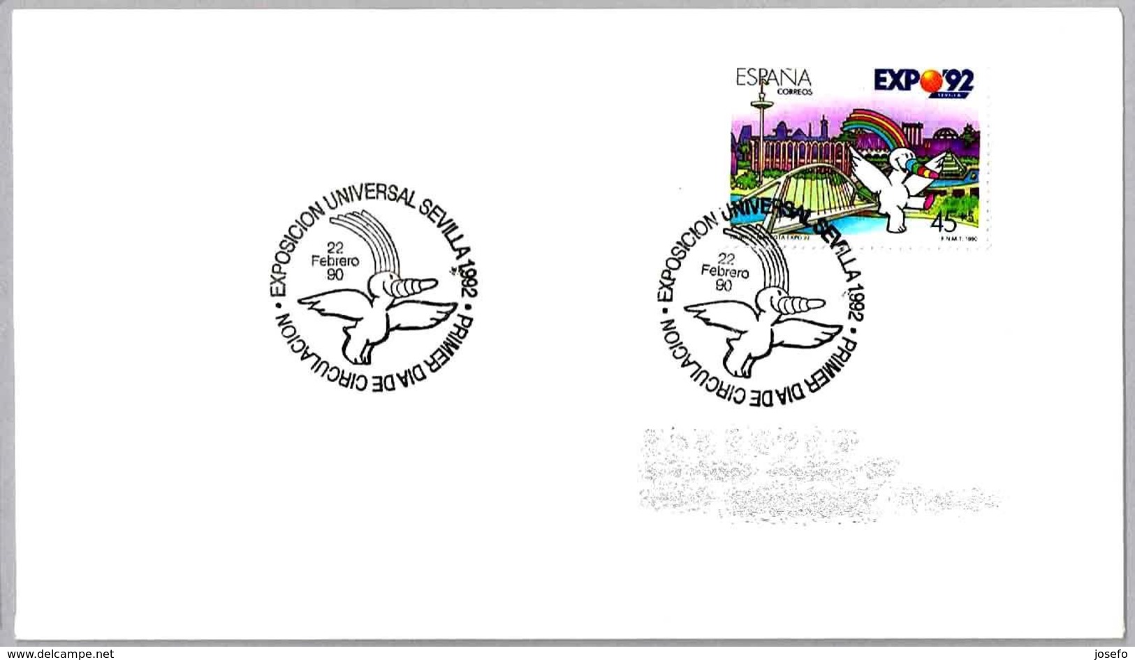 EXPO UNIVERSAL SEVILLA 1992. FDC Sevilla, Andalucia, 1990 - 1992 – Séville (Espagne)