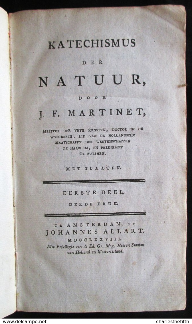 1778 KATECHISMUS DER NATUUR Door J.F. MARTINET  4 DELEN KOMPLEET MET 19 UITSLAANDE PLATEN - AMSTERDAM By JOHANNES ALLART - Antique