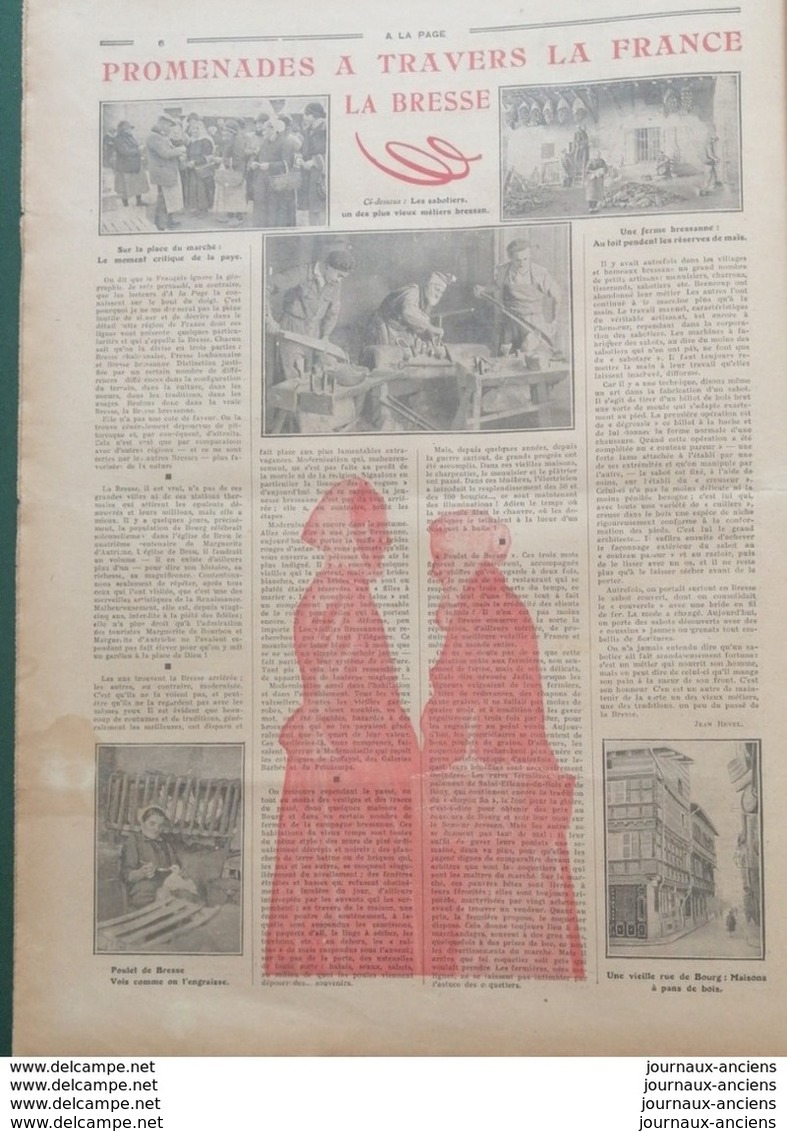1931 Journal À LA PAGE  N°47 - HENRI ROCHEFORT - PROMENADES À TRAVERS LA BRESSE - Altri & Non Classificati