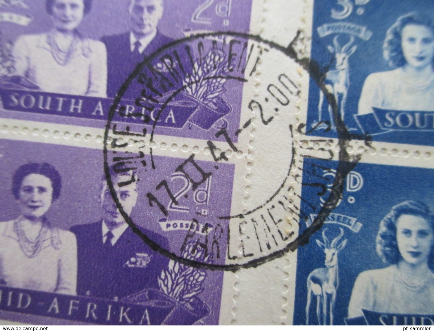 Südafrika 1947 Beleg Mit Wappen House Of Assembly Cape Town 3 Paare South Africa / Suid Africa Stempel Parliament - Storia Postale