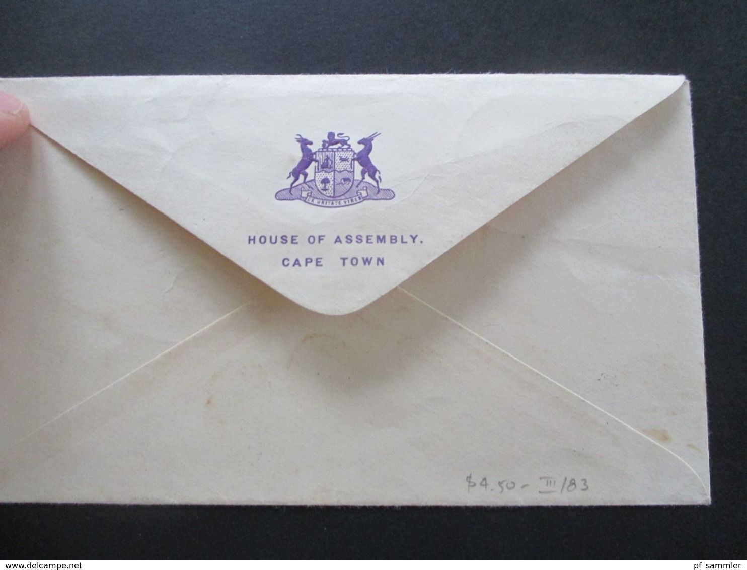 Südafrika 1947 Beleg Mit Wappen House Of Assembly Cape Town 3 Paare South Africa / Suid Africa Stempel Parliament - Cartas