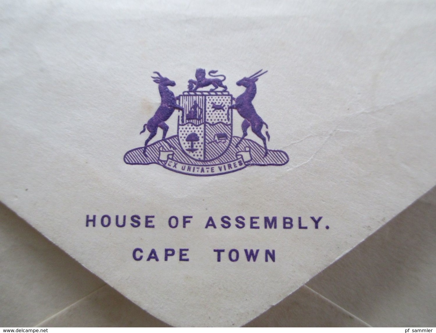 Südafrika 1947 Beleg Mit Wappen House Of Assembly Cape Town 3 Paare South Africa / Suid Africa Stempel Parliament - Brieven En Documenten