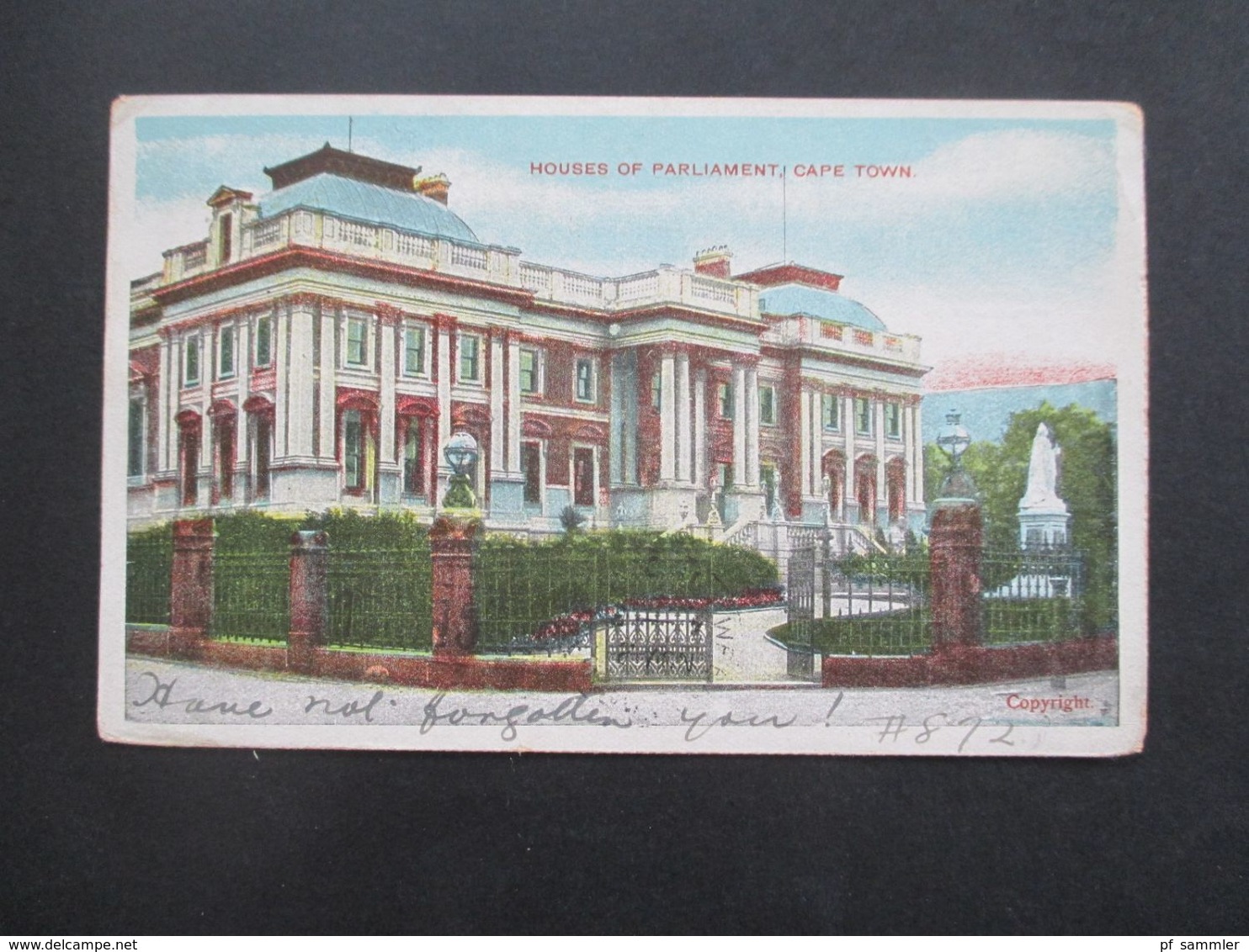 Südafrika 1907 Cape Of Good Hope AK Houses Of Parliament Cape Town Stempel Grahamstown Nach New Jersey USA Gesendet - Cape Of Good Hope (1853-1904)