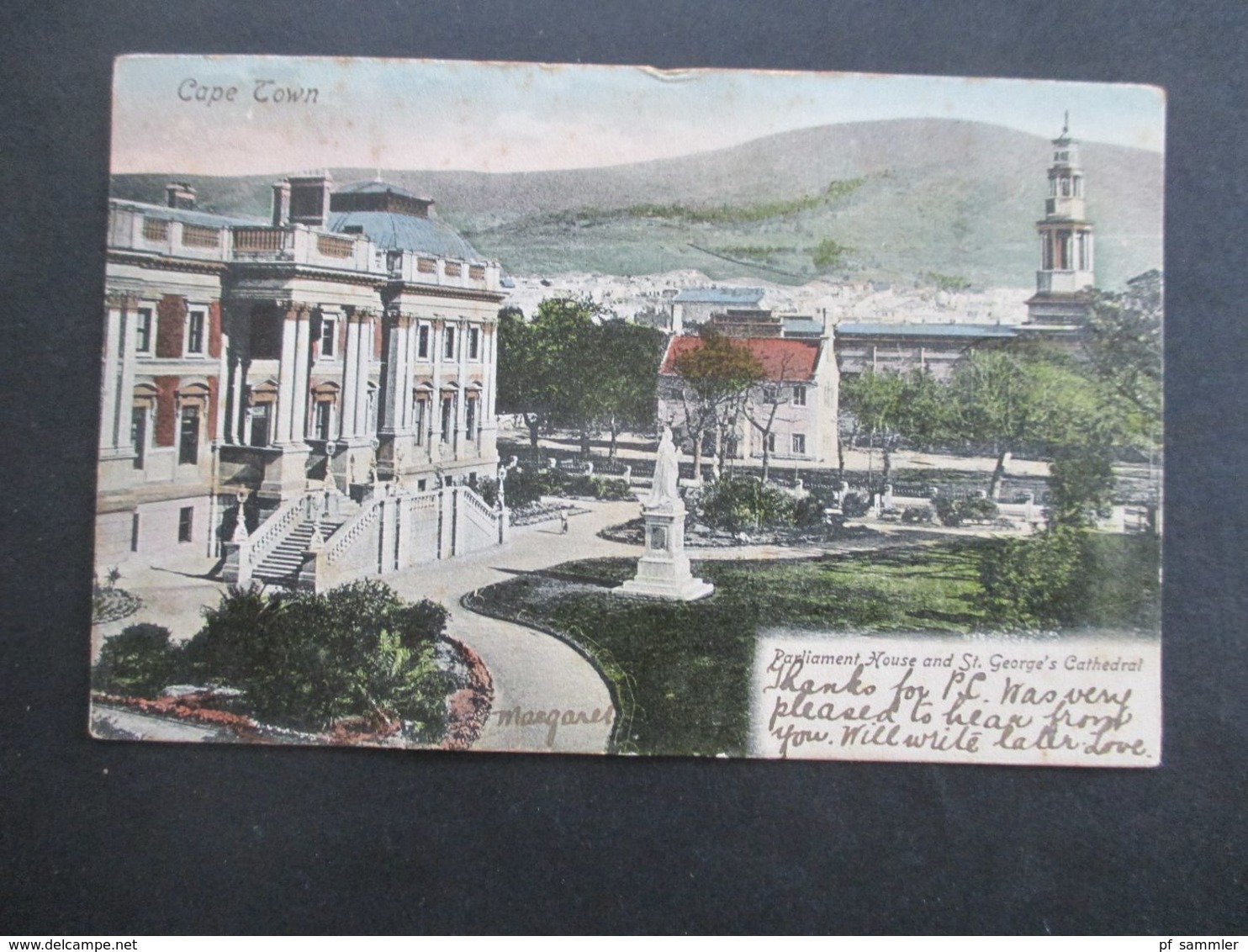 Südafrika Cape Of Good Hope 1905 AK Cape Town Parliament House And St. George's Cathedral Nach Mossel Bay - Kap Der Guten Hoffnung (1853-1904)