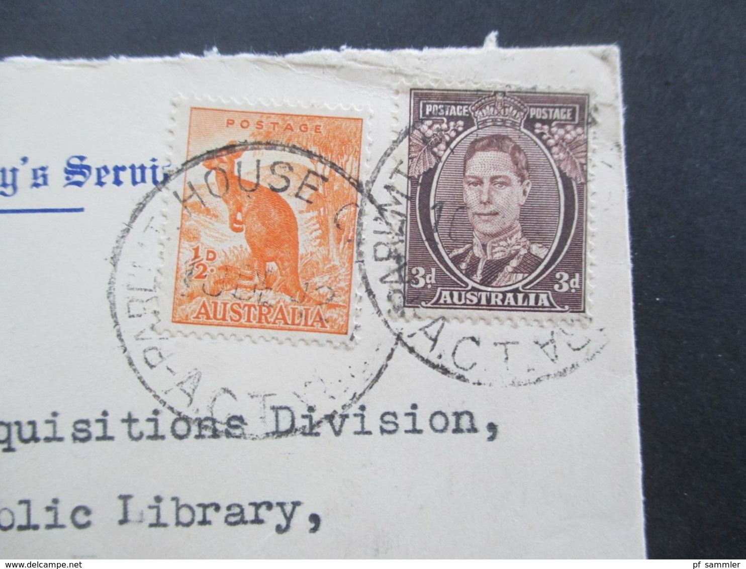 Australien 1942 OHMS Stempel Parliament House Umschlag Commonwealth Parliament Library Canberry Passed By Censor S.63 - Briefe U. Dokumente