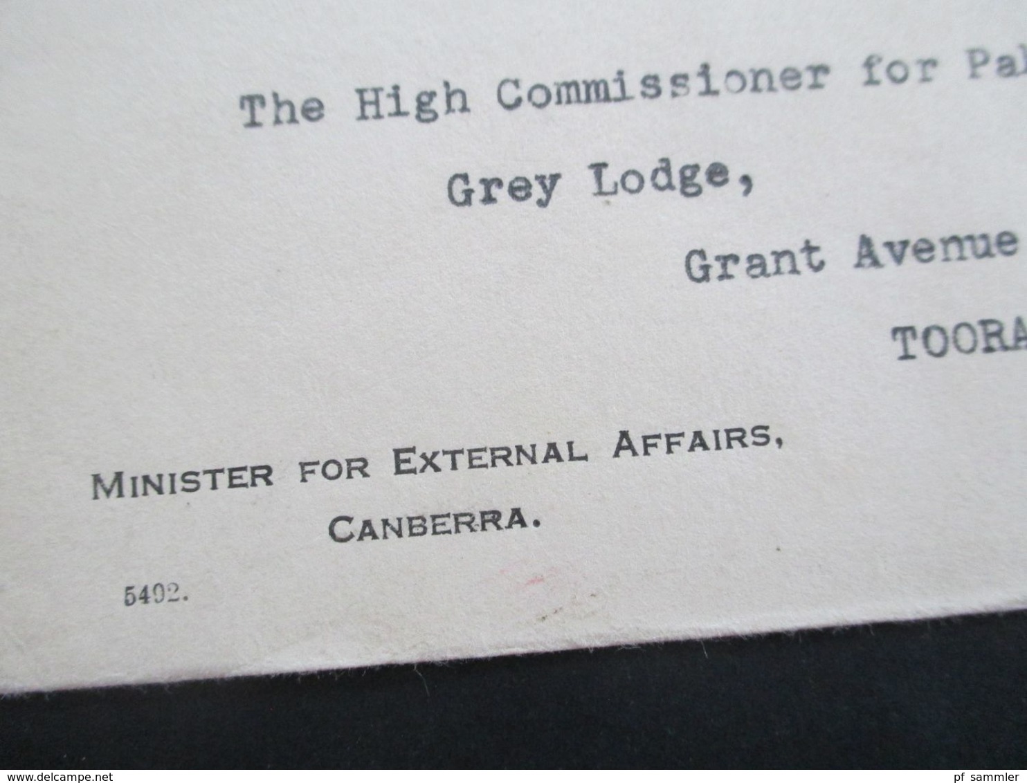 Australien 1951 Air Mail Umschlag Minister For External Affairs Canberra An Commissioner For Parkistan Grey Lodge Toorak - Brieven En Documenten