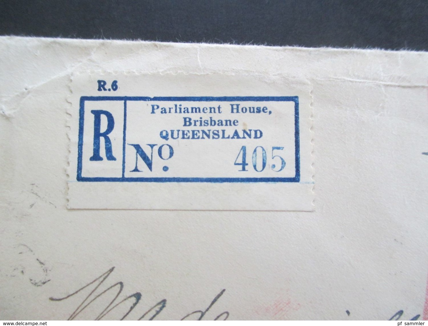 Australien 1937 Einschreiben Parliament House Brisbane Queensland Registered Nach Frankreich Tückseitig 4 Stempel - Cartas & Documentos