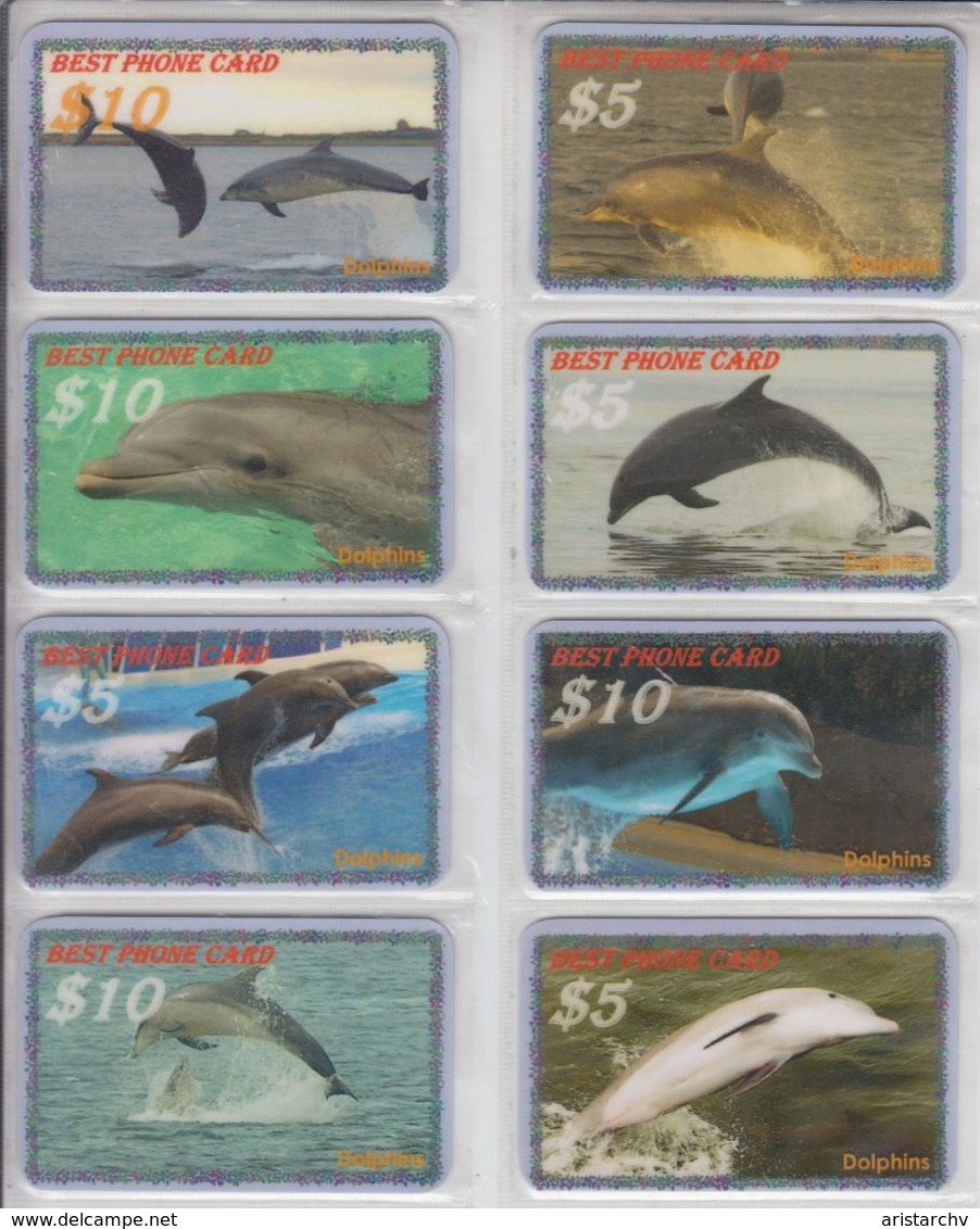 USA DOLPHIN SET OF 8 PHONE CARDS - Dolphins