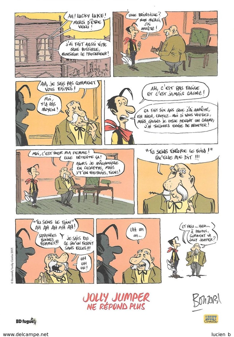 BOUZARD  -  Ex-libris "Joly Jumper Ne Répond Plus"  (Lucky Luke)  (signé) - Illustrators A - C