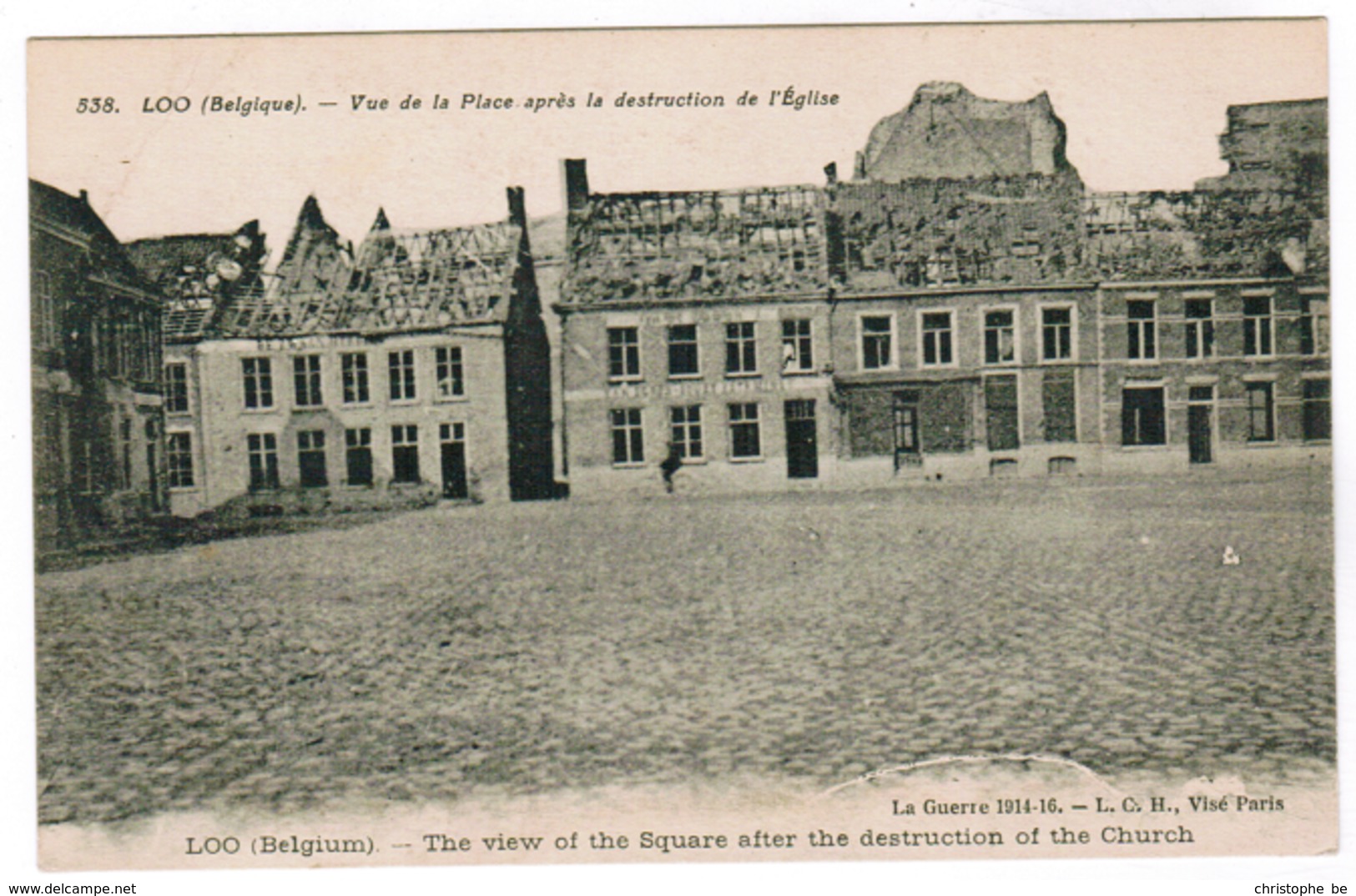 Lo, Loo, Vue De La Place Apres La Destruction De L'eglise (pk67448) - Lo-Reninge