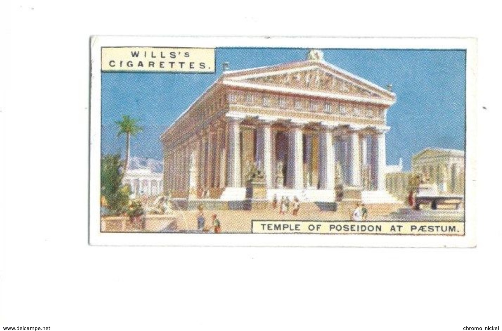 Chromo GRÈCE GREECE Temple De Poséidon Didactique Au Dos 2 Scans 67 X 36 Mm TB Wills's Cigarettes - Wills