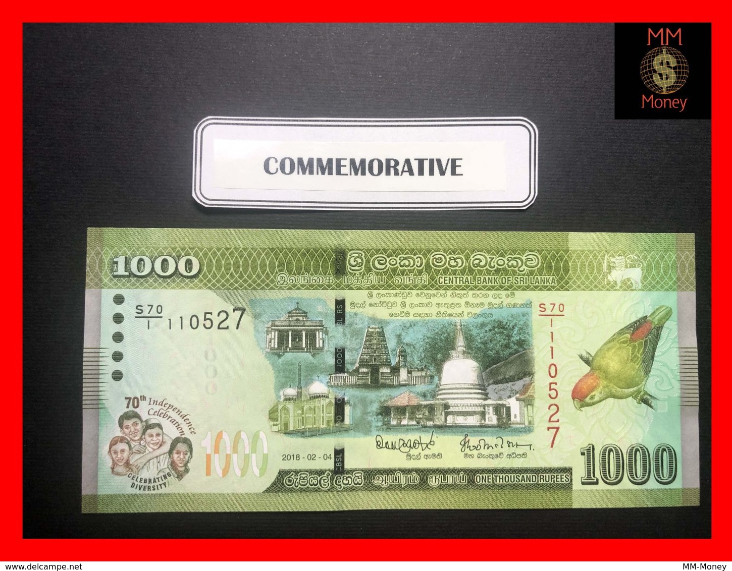 Ceylon - Sri Lanka  1.000  1000 Rupees  4.2.2018  P. 130  *COMMEMORATIVE*  UNC - Sri Lanka