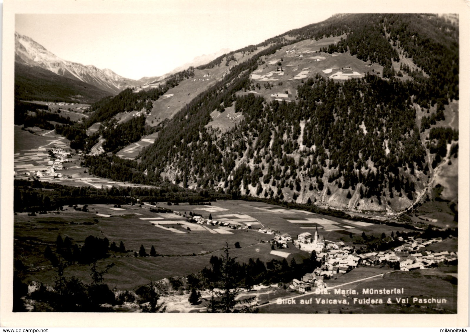 Sta. Maria, Münstertal - Blick Auf Valcava, Fuldera & Val Paschun - Fuldera