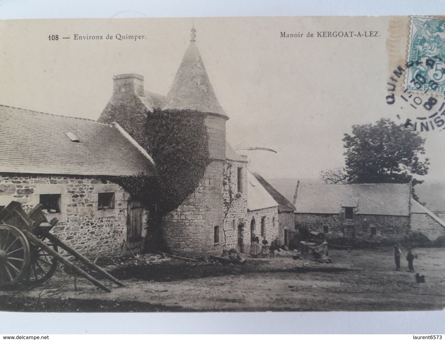 Carte Postale Des Environs De Quimper, Le Manoir De Kergoat-A-Lez, Belle Animation, « 25 » - Quimper