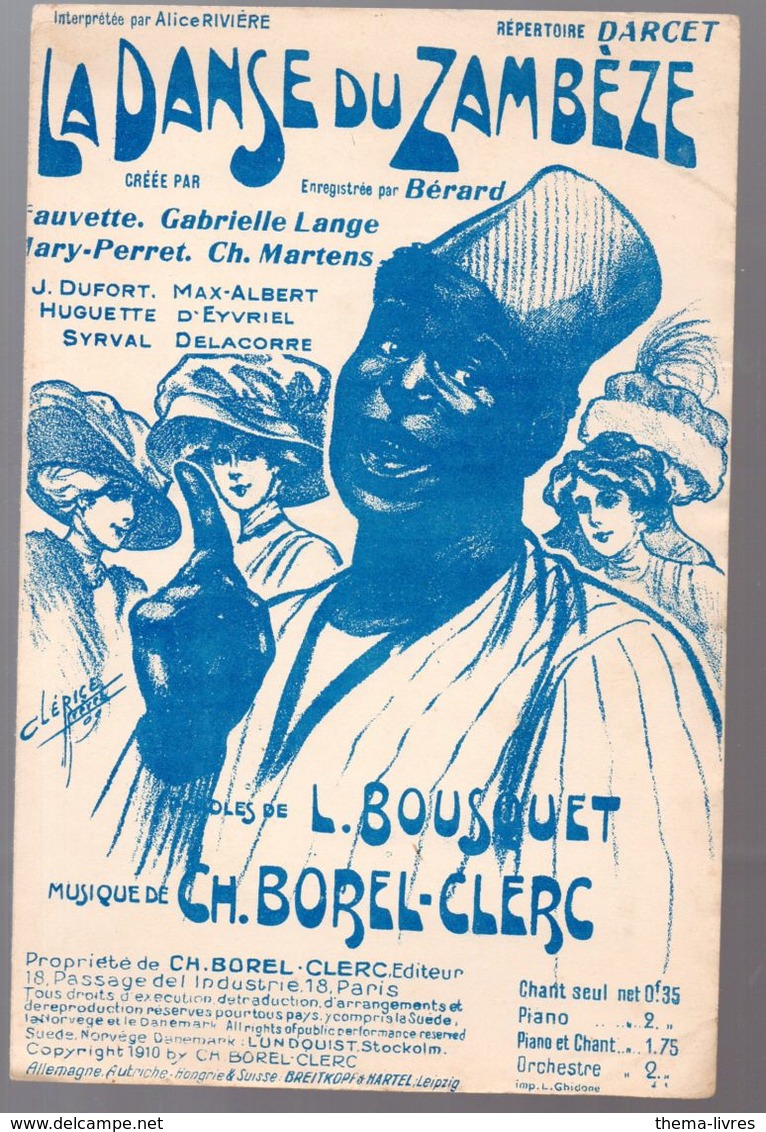Partition (chanson Petit Format)   La Danse Du Zambèze ( Ill Clérice Fr)  1910 (MPA PF 338) - Otros & Sin Clasificación