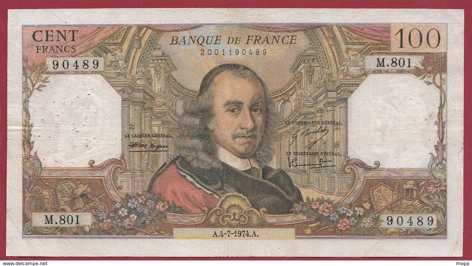 100 Francs "Corneille" Du 04/07/1974.A ---TTB--ALPH .M.801 - 100 F 1964-1979 ''Corneille''