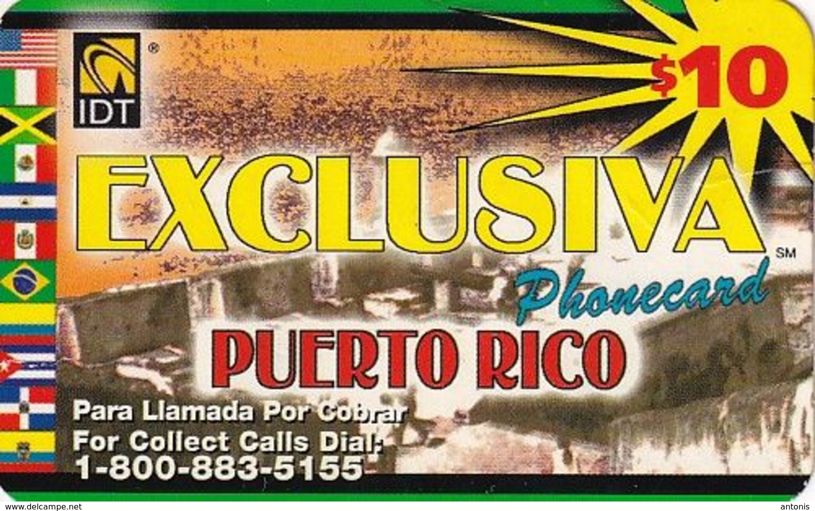 PUERTO RICO - IDT Prepaid Card $10, Exp.date 05/03, Used - Puerto Rico