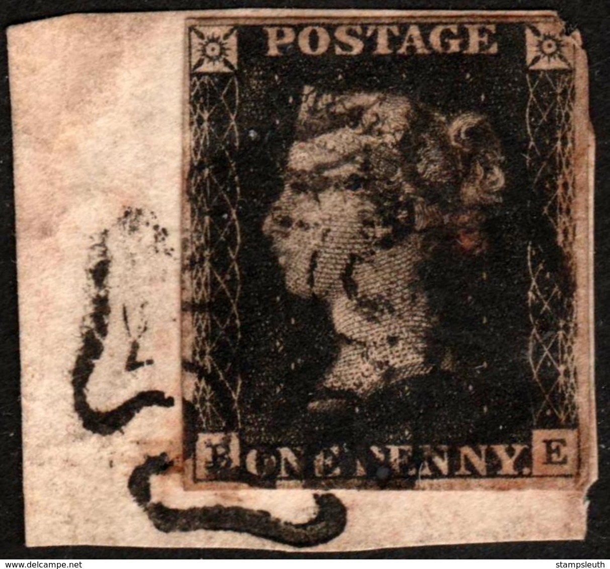 SG1? Penny Black On Original Piece With Maltese Cross Cancel (Corner Fault). Low Start! - Used Stamps