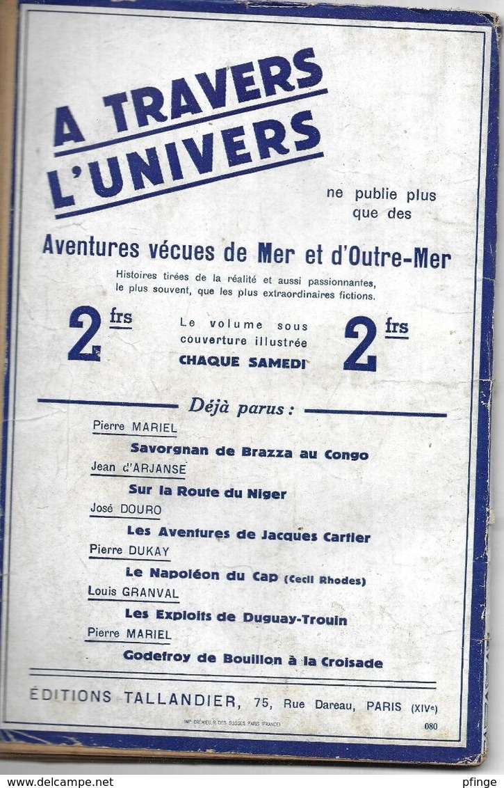 Vers Le Tchad Mystérieux Par Jean D'Arjanse - A Travers L'univers Deuxième Série N°10 - Históricos