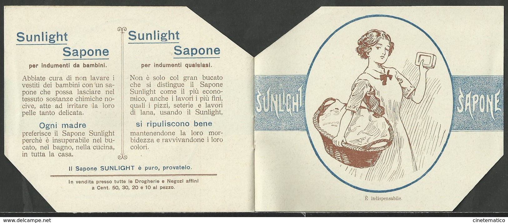 depliant pubblicitario SUNLIGHT SAPONE - cromolitografia