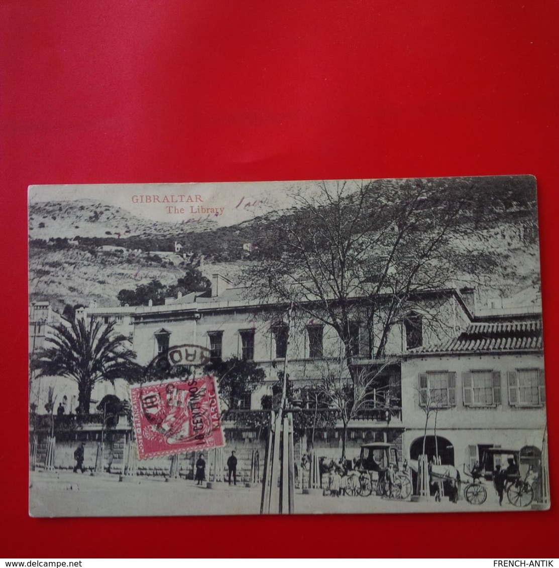 GIBRALTAR THE LIBRARY TIMBRE MAROC SURCHARGE - Gibraltar
