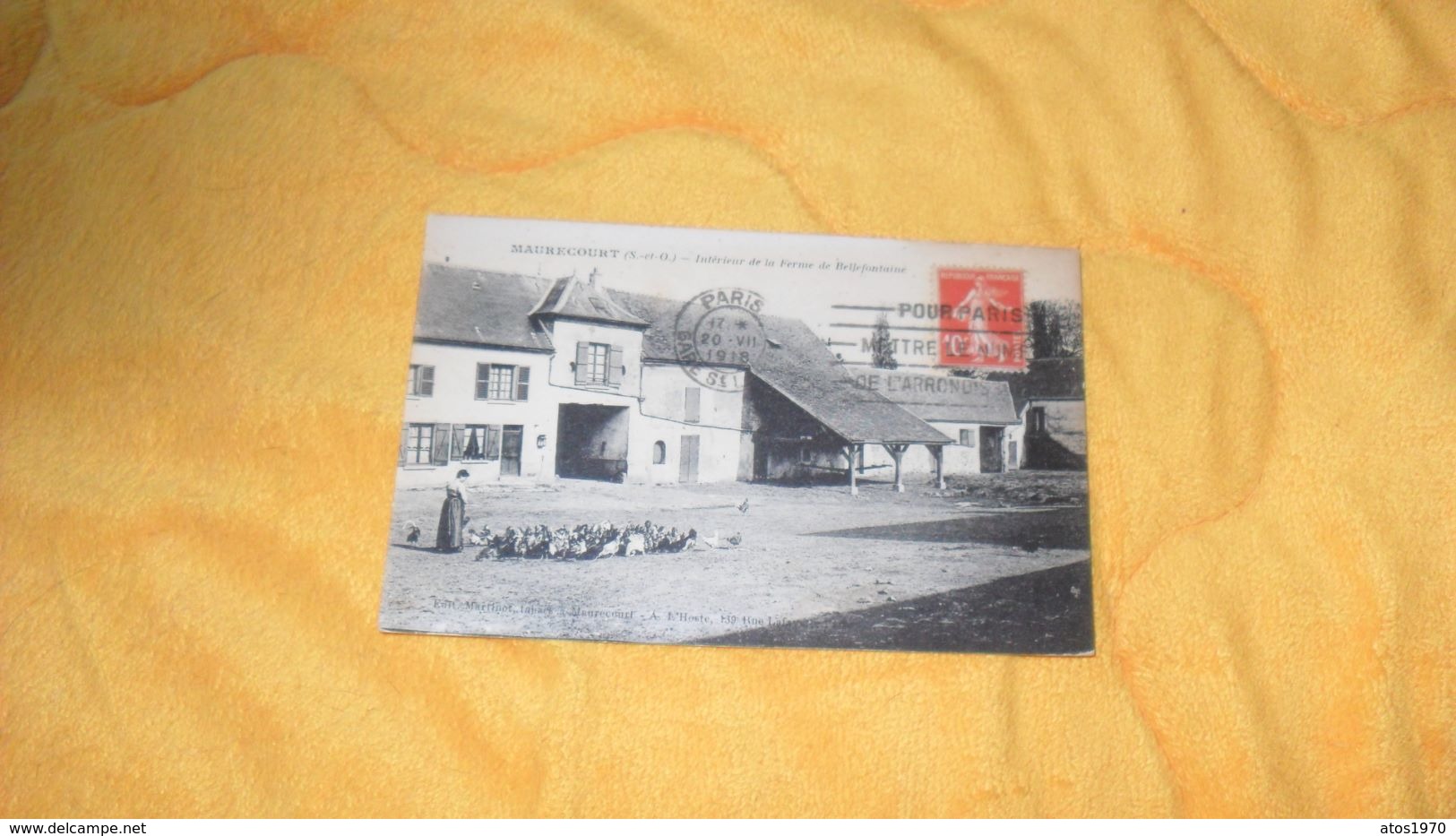 CARTE POSTALE ANCIENNE CIRCULEE DE 1918.../ MAURECOURT.- INTERIEUR DE LA FERME DE BELLEFONTAINE.../ CACHET + TIMBRE - Maurecourt