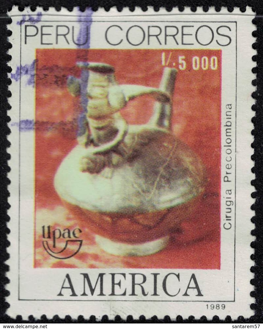 Pérou 1989 Oblitéré Used Pot Cirugía Precolombina Chirurgie Précolombienne SU - Peru
