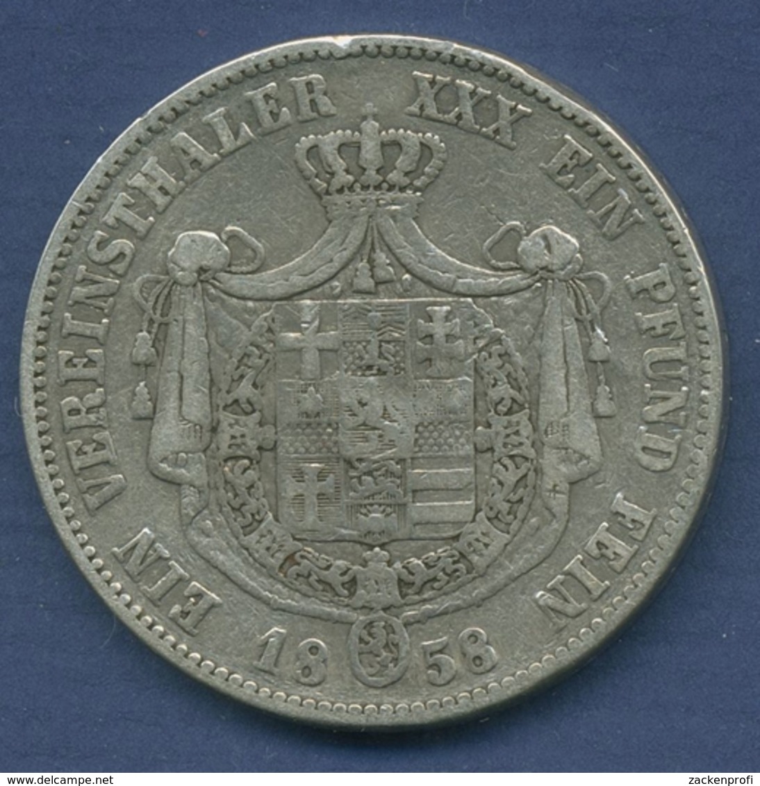 Hessen-Kassel Vereinstaler 1858, Friedrich Wilhelm I., J 48 A Fast Ss (m2611) - Taler Et Doppeltaler