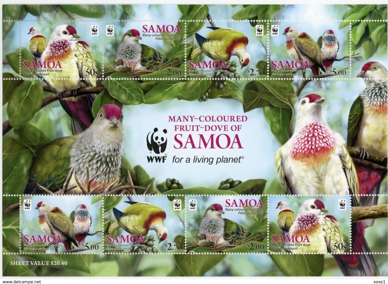 Samoa 2011 MiNr. 1079 - 1082 Birds Many-colored Fruit Dove WWF 8v M/sh MNH**     14,00 € - Samoa