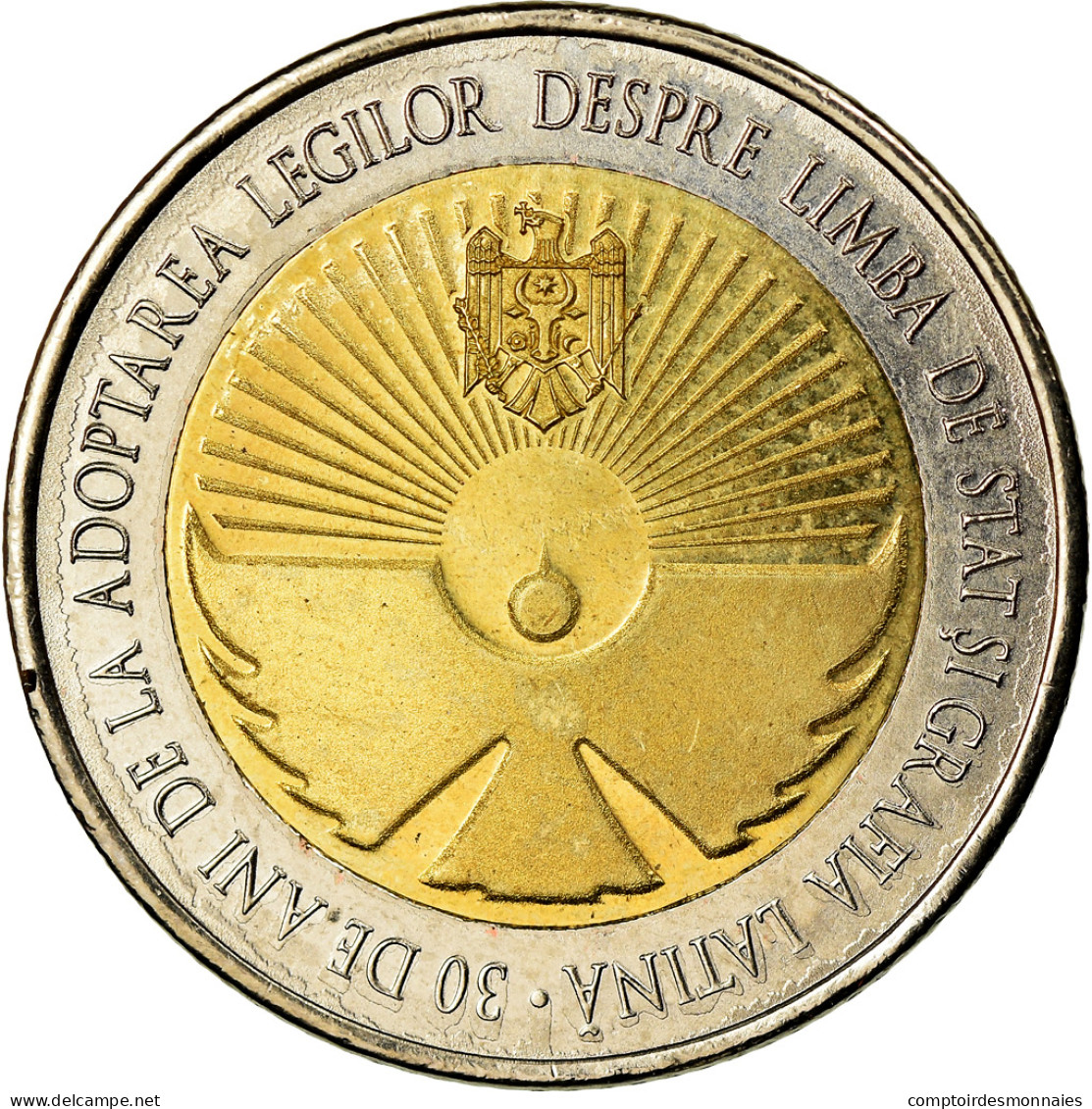 Monnaie, Moldova, 10 Lei, 2019, 30 Ans De La Langue D’Etat, SPL, Bi-Metallic - Moldawien (Moldau)