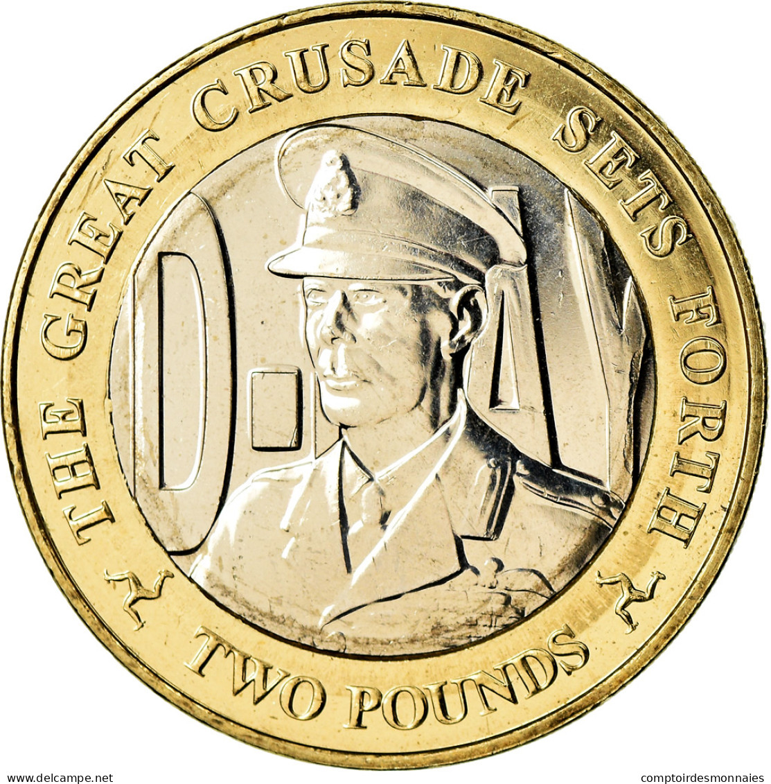 Monnaie, Isle Of Man, 2 Pounds, 2019, Pobjoy Mint, D-Day - George VI, SPL - Île De  Man