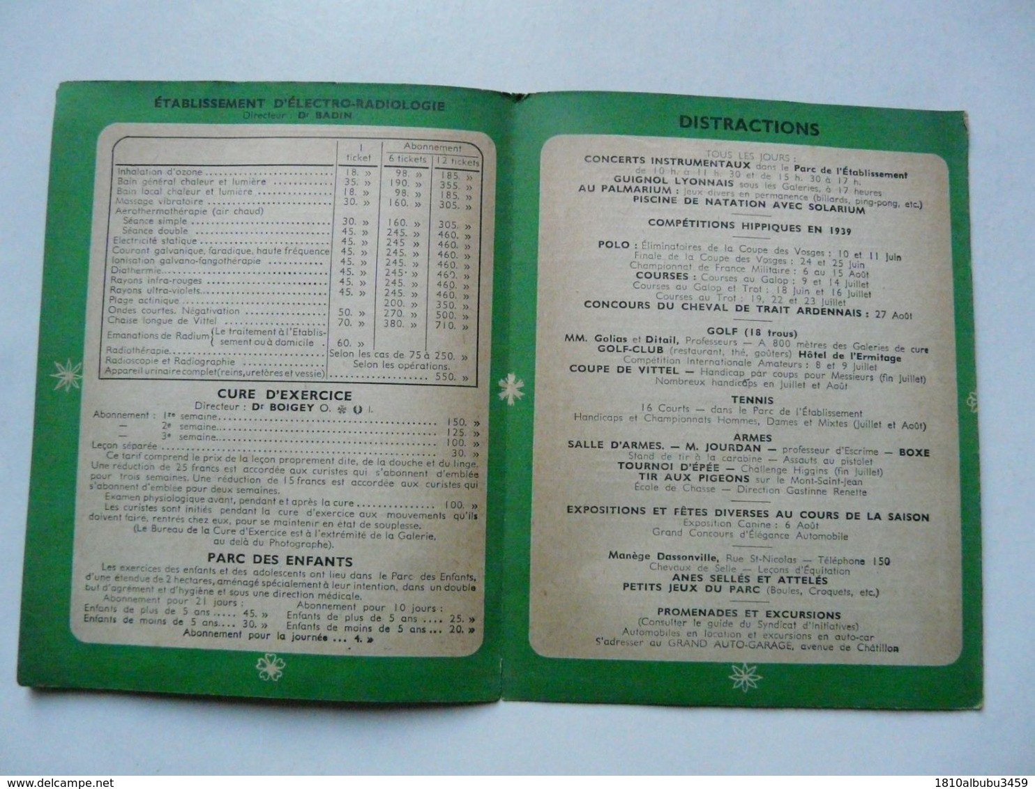 VIEUX PAPIERS - DEPLIANT TOURISTIQUE :VITTEL 1939 - Tourism Brochures