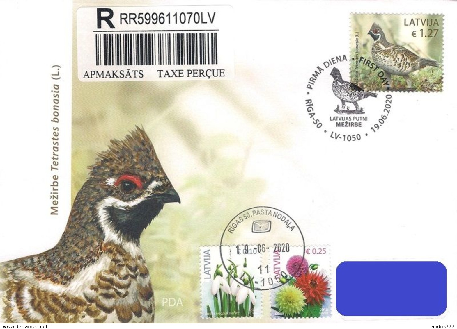 Latvia Lettland Lettonie 2020 (08-1) Birds Of Latvia - Hazel Grouse (addressed FDC) - Latvia