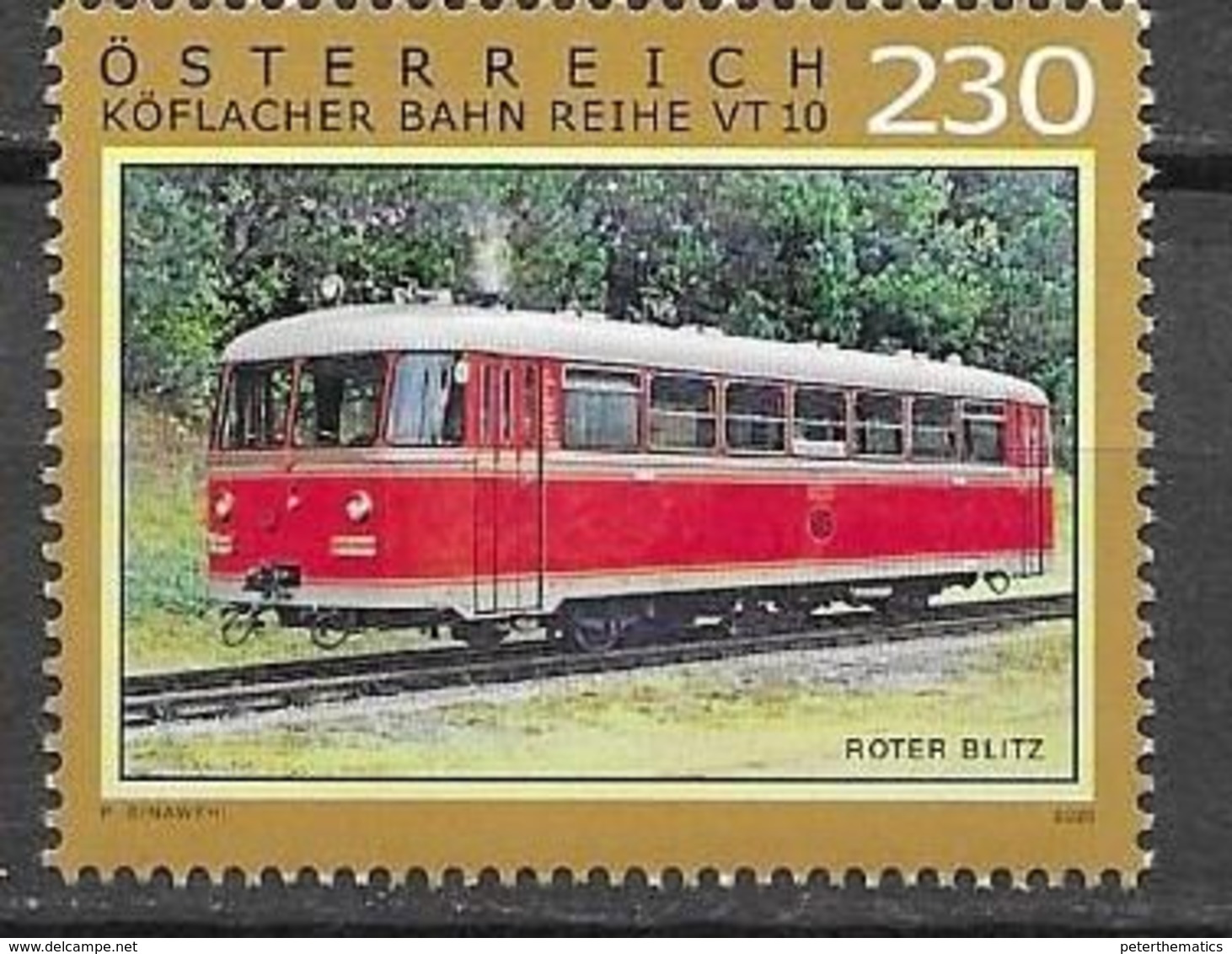 AUSTRIA, 2020, MNH, TRAINS, ROTER BLITZ, GRAZ KOFLACHER RAILWAY CLASS VT-10,1v - Trains