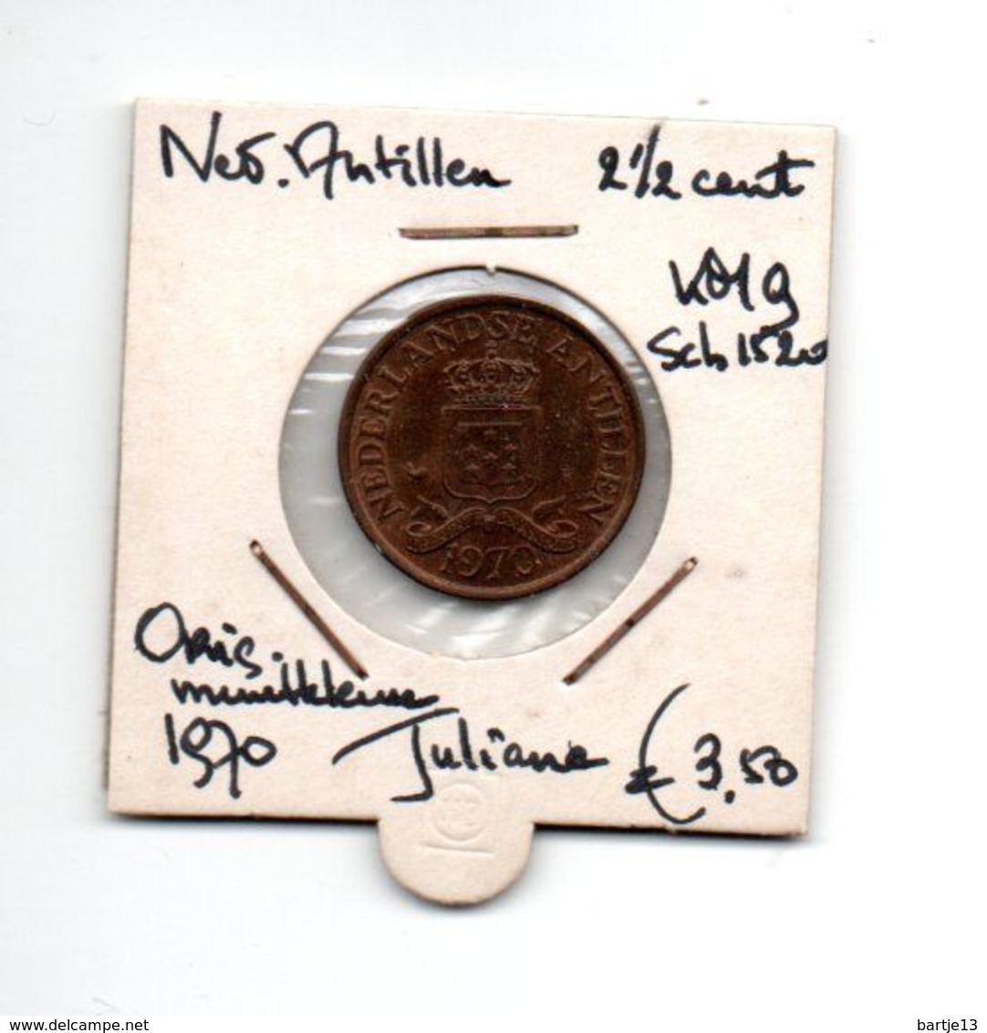 NEDERLANDSE ANTILLEN 2 1/2 CENT 1970 ORIGINELE MUNTKLEUR - Netherlands Antilles