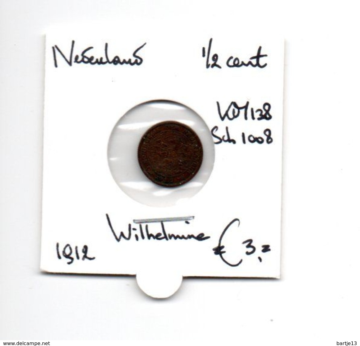 NEDERLAND 1/2 CENT 1912 WILHELMINA - 0.5 Cent
