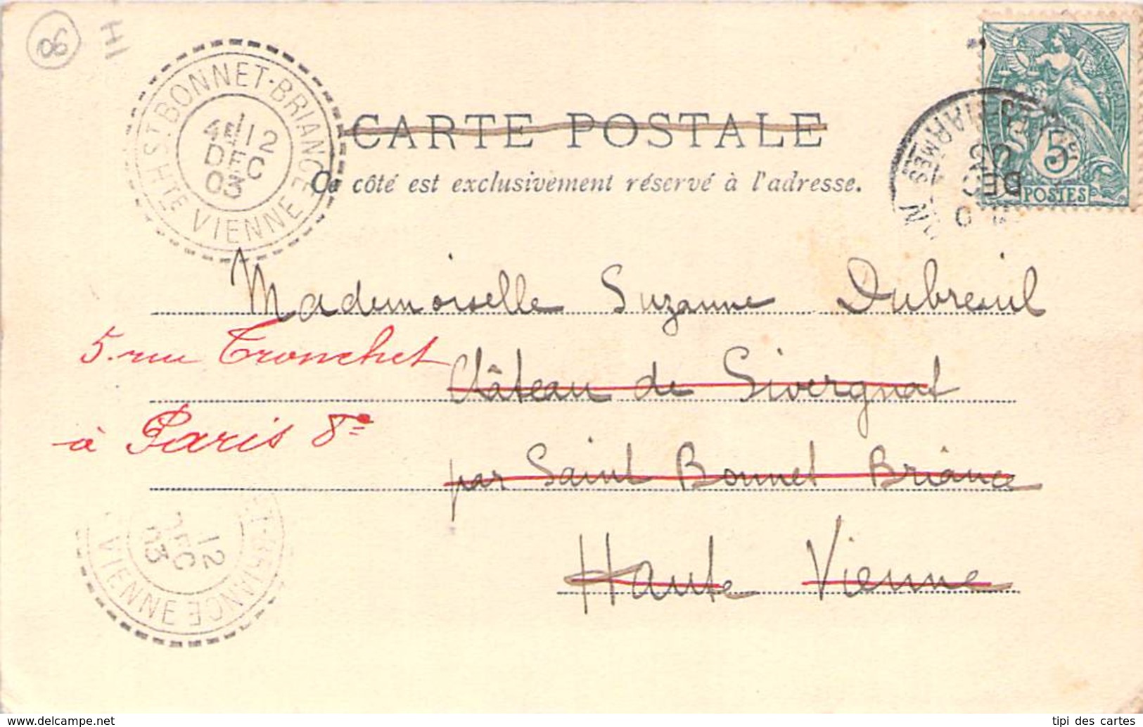 06 - Cannes - Coin De La Gare, Postes (cachet Perlé St-Bonnet-Briance 1903) - Cannes