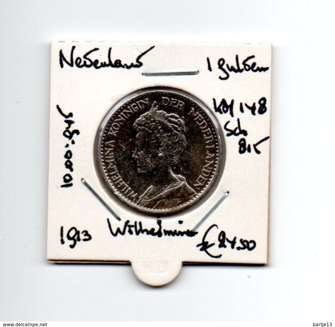 NEDERLAND 1 GULDEN 1913 ZILVER WILHELMINA - 1 Gulden