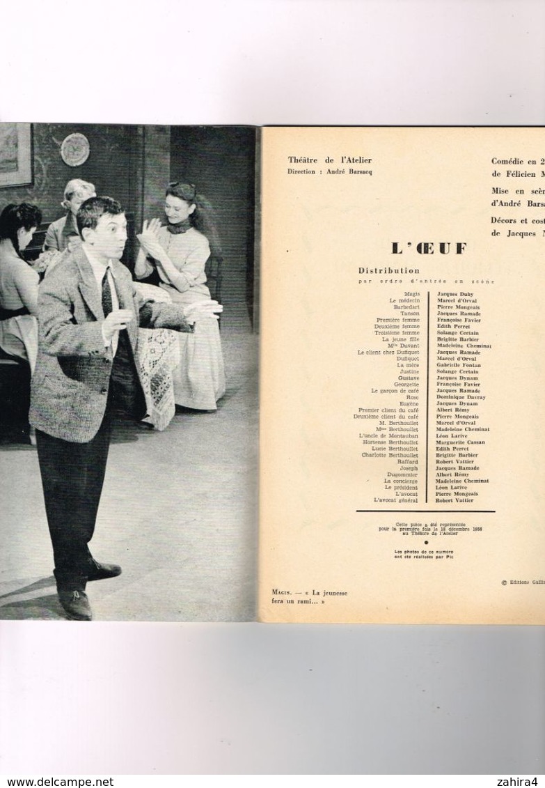 L'Avant-Scène N°160 Femina-théâtre L'oeuf Théâtre De L'Atelier Félicien Marceau J. Duby M. D'Orval P. Mongeais J. Ramade - Autres & Non Classés