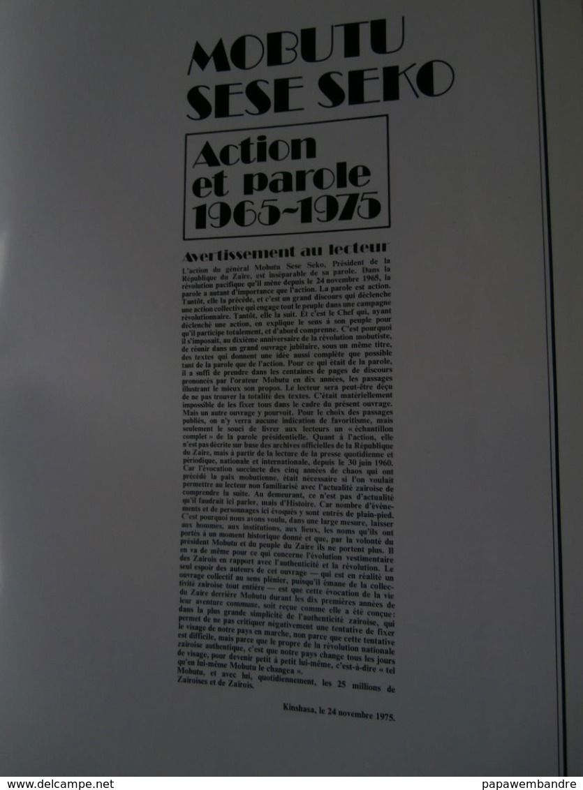 Mobutu Sese Seko : Action Et Parole 1965-1975 (240 Pages, 27 X 38 Cm) - History