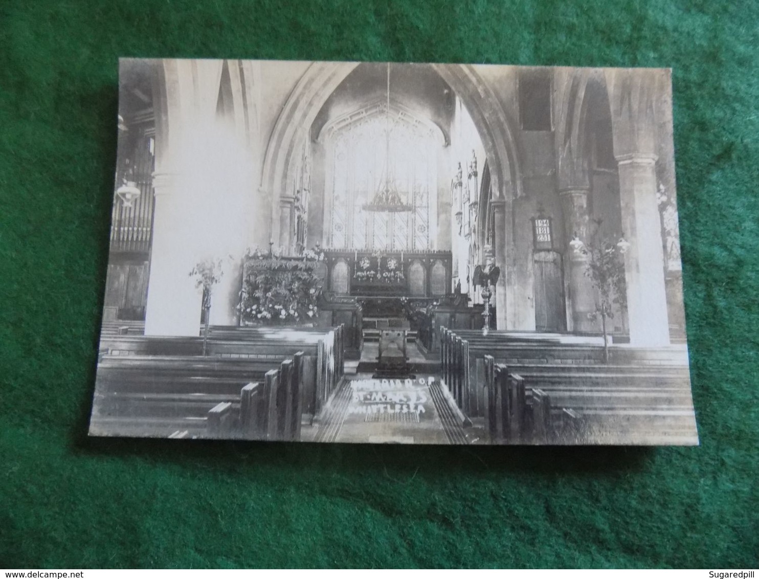 VINTAGE UK ENGLAND: CAMBRIDGESHIRE WHITTLESEA St Mary's Church Interior Sepia Private - Altri & Non Classificati