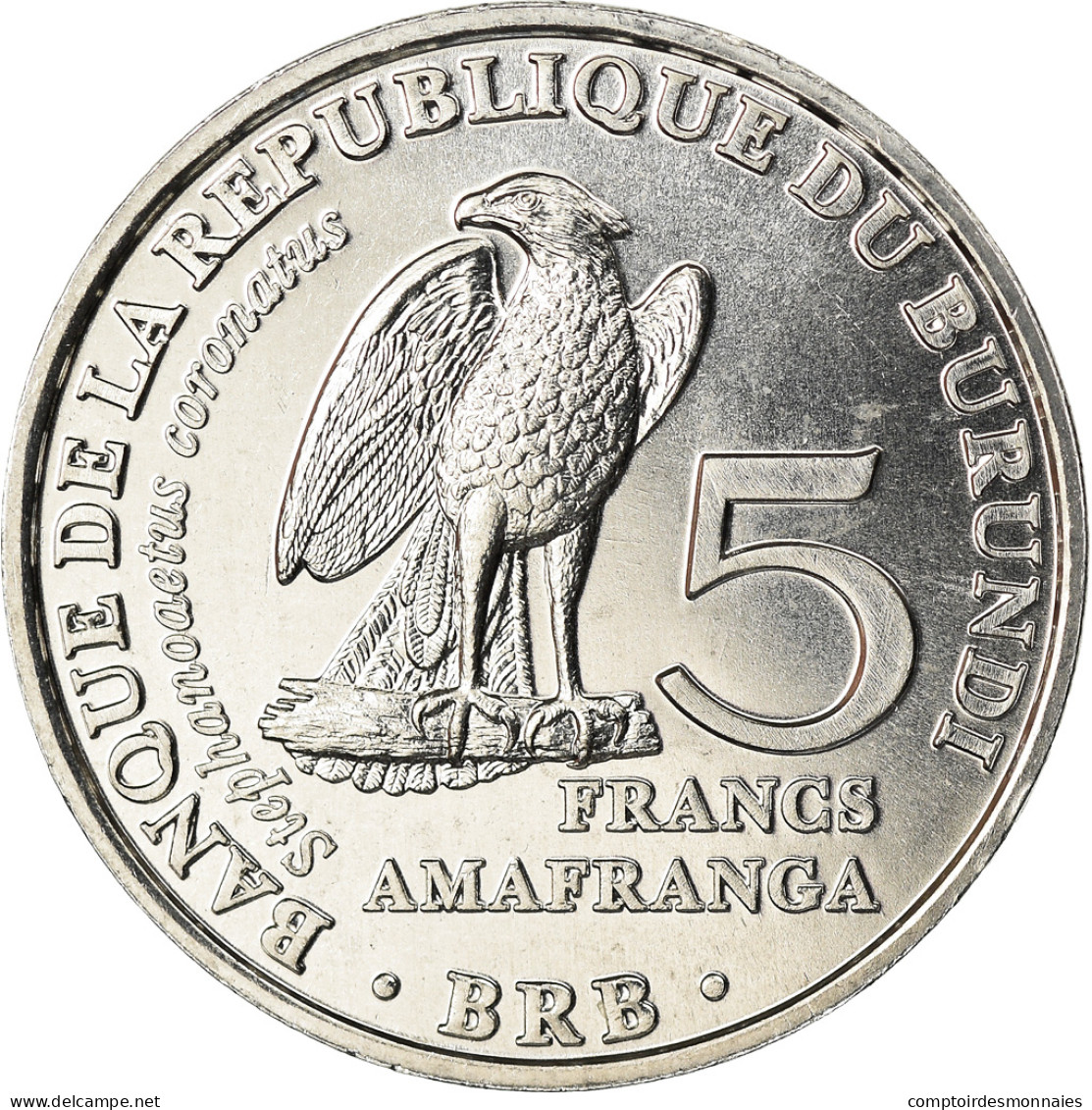 Monnaie, Burundi, 5 Francs, 2014, Oiseaux - Aigle Couronné, SPL, Aluminium - Burundi