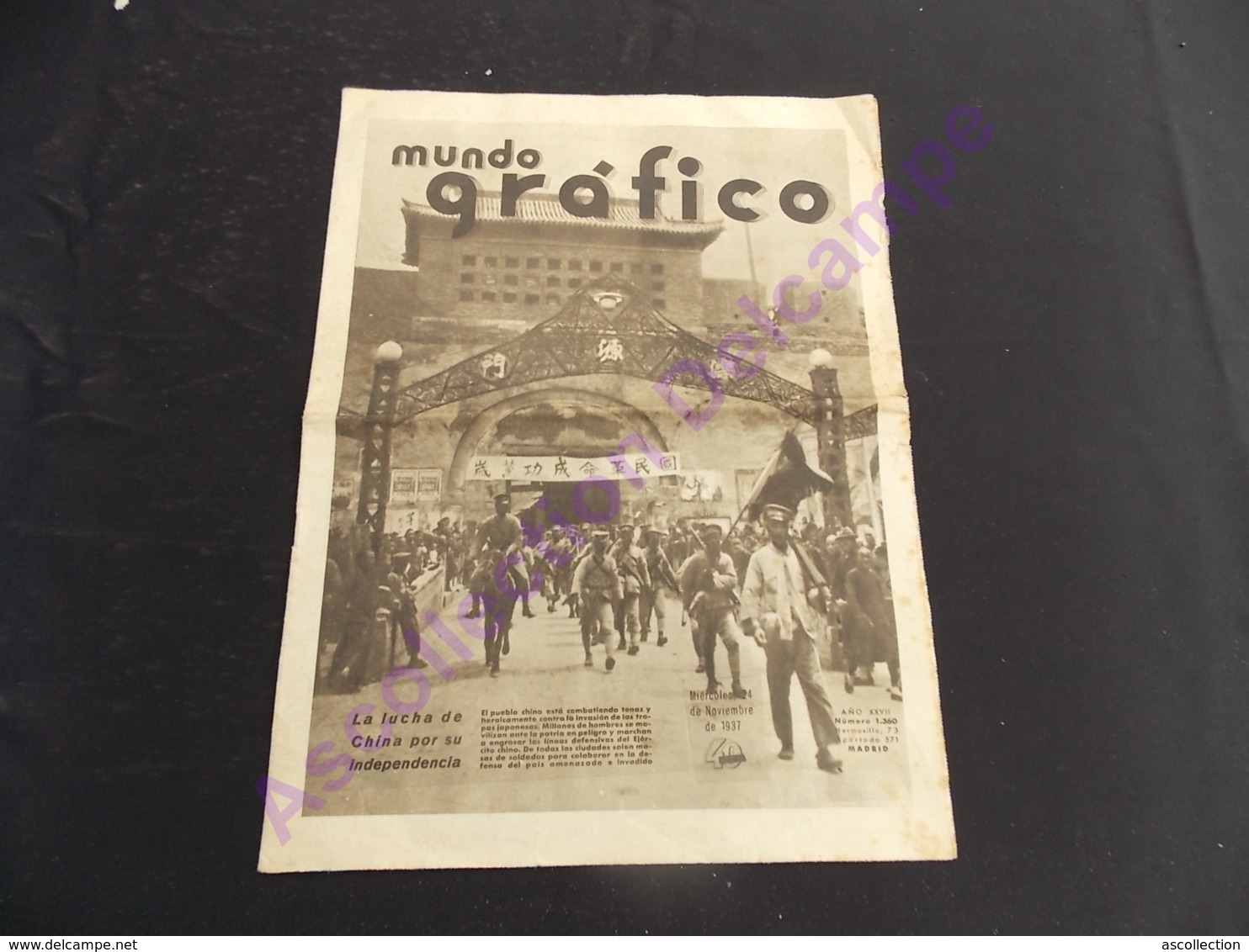 Mundo Grafico 1937 Lucha China, Bombas Lérida, Cataluna Madrid, UGT Barcelona, Paracaidas, Puericultura Municipal, Guerr - [1] Hasta 1980